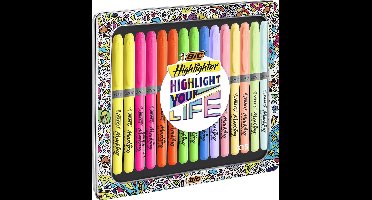 BIC Highlighter Grip Collection Box - Markeerstiften met felle - en pastelkleuren in metalen geschenkdoos - 15 stiften
