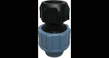 Unidelta Aansluitstuk PP 40 mm x 1 1/4" knel x binnendraad 16bar zwart/blauw DVGW/KIWA/WRAS