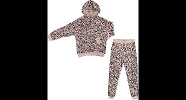 Apollo Dames Huispak Loungewear Luipaard Print Fleece Incl Capuchon Roze - Maat S/M