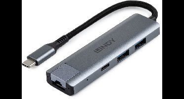 Lindy 43422 interface hub USB 3.2 Gen 2 (3.1 Gen 2) Type-C 10000 Mbit/s Grijs