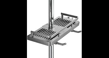 Douchestangen, opbergrek, doucheplank, ophangen zonder boren, douchekop, houders, twee haken en multifunctionele douchemand, geschikt voor 21-25 mm douchestang, 1 stuk, grijs- afmetingen ‎12 x 27 x 5 cm