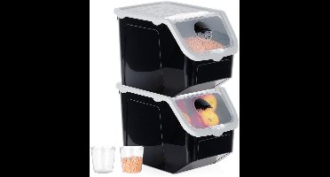 Doos voor Groenten en Fruit met Deksel Zwart 12 l 2 stuks - Aardappelbak - Aardappelpot - Bewaardoos - Container - Koelkast Organizer - Opbergbox - Fruitkist