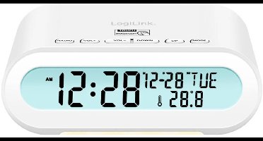 LogiLink SC0121W Wekkerradio FM USB Voelbare toetsen, Wekfunctie Wit