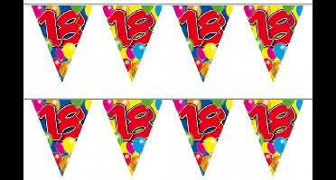 18 jaar Leeftijd versiering vlaggenlijn / vlaggetjes - 2x - slinger - 10 meter - kunststof