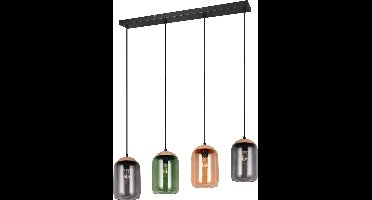 LED Hanglamp - Hangverlichting - Torna Crog - E27 Fitting - 4-lichts - Rechthoek - Mat Zwart - Metaal