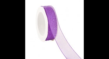 Wired organzalint Paars 38 mm / 20 mtr. Organza lint met draad