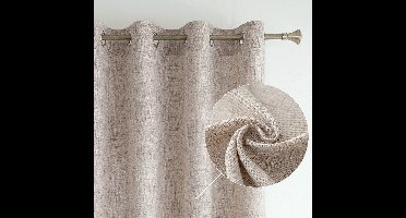 Boraboi® Stijlvolle Linnenlook Gordijnen met Oogjes voor Woonkamer, Slaapkamer en Studeerkamer, Set van 2, Kaki