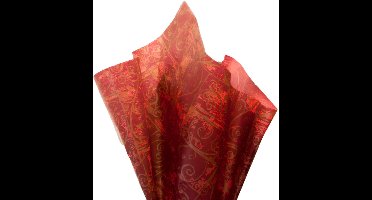 Vloeipapier burgundi 20 grams met goudkleurige krullen 25x36 cm 80 vellen