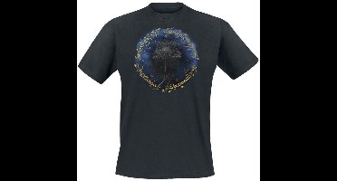The Lord Of The Rings Ring & Tree of Gondor - Gold Print Heren T-shirt - zwart - XL