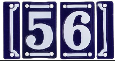 Best for Boots huisnummer 56 met sierrand - Oudhollands - emaille - blauw/wit