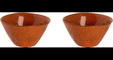 Palmer - Rustique - Schaal - Kom - 2 stuks - 70 cl - ø 15 cm - Oranje - Stoneware - Bordenset