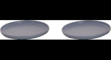 Palmer - Sandy Loam - Bord - 2 stuks - ø 22 cm - Blauw - Stoneware - Bordenset