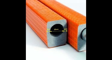 Geïsoleerde buis 22mm, buisisolatie 22mm, isolatie 9mm, 2m Ø 22 mm