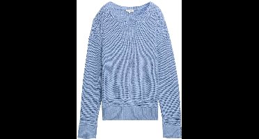 Tom Tailor - Gebreide trui met splitdetails - Maat XXXL - flawless blue