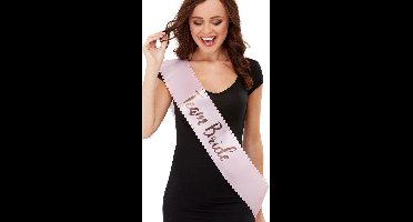 Smiffys - Team Bride Sash Kostuum Accessoire - Roze/Goudkleurig