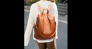 Castillo Gloria Anti-Diefstal Rugzak - Dames Rugtas - Schoudertas - Vegan Leer - Cognac