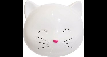 Home Deco Factory Dieren spaarpot voor kind/volwassenen katje/poes - Keramiek - wit - 13 x 11 cm - Katten