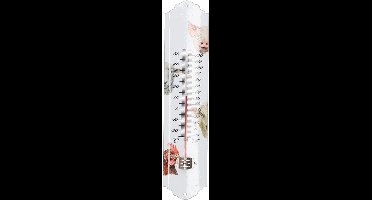 Esschert Design thermometer - voor binnen en buiten - boerderijdieren print - 30 x 7 cm - Celsius/fahrenheit