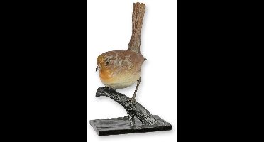 Bronzen beeld - Roodborstjes - sculptuur - 17 cm hoog