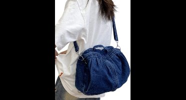 S&E Opvouwbare Denim Schoudertas – 2-in-1 Design - Donker jeans