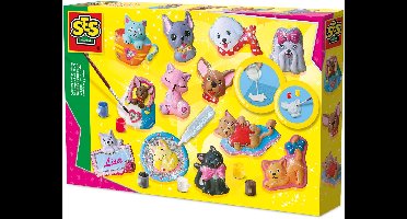 SES Creative - Hobby Pink - Gieten en Schilderen - Katten en Honden - Knutselen Meisjes - Sneldrogend - Vanaf 5 jaar