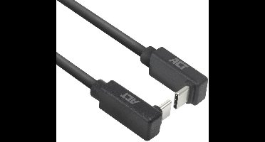 ACT USB 3.0 10Gbps 60W USB Type-C (haaks boven/beneden) naar USB Type-C (haaks boven/beneden) kabel, 2 meter AC7478
