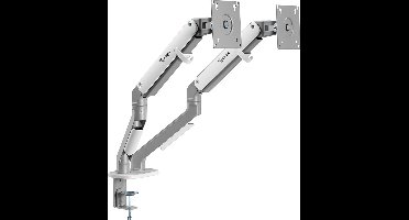 Ranqer Pro Dual Monitorbeugel - Monitorarm - 2 schermen - 17 tot 32 inch schermen - VESA-montage - kantel- en draaibaar - wit