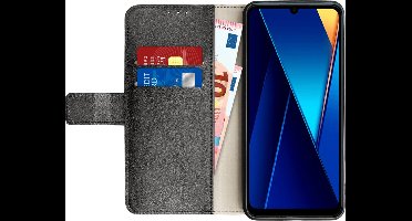 Just in Case hoesje geschikt voor Xiaomi Poco C65 Hoesje met Pasjeshouder - Bookcase Classic - Zwart