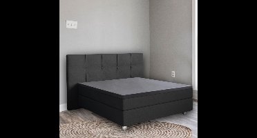 Droomtextiel Hoeslaken Topper - 100% Katoen Satijn 160x220 cm - Tot 12 cm Matrashoogte - Perfecte Pasvorm - Antraciet