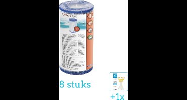 Bestway - Flowclear - Filtercartridge Type IV - 8 stuks - Voordeelverpakking - Inclusief WAYS Testrips (1 stuks) - Type 4 - Type IV filter - Geschikt voor 58391 Pomp