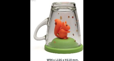 Qualy - Mok “Squirrel Mug” met wit deksel W94 x L116 x H110 mm 500 gr Materiaal: Gerecycled PP + Oceaanglas