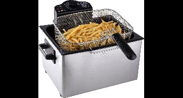 alpina Frituurpan 5 Liter - Dubbele Friteuse met 3 Frituurmanden - Frituur met Instelbare Temperatuur tot 190 °C - Frietpan 2000W - met Kijkvenster - RVS