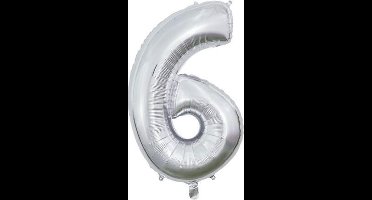 Wefiesta Cijferballon 6 Folie 66 Cm Zilver