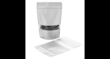 Stazakken Rijstpapier Zilver met Venster 14,9x8,9x23,2cm | 312 gram (100 stuks)