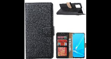 Hoesje Geschikt voor Oppo Reno 4 Hoesje met Pasjeshouder booktype case zwart