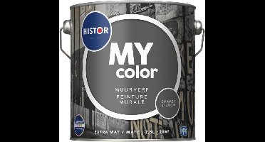 Histor MY Color Muurverf Extra Mat - Reinigbaar - Extra Dekkend - 2.5L - Summer Shadow - Donkergrijs