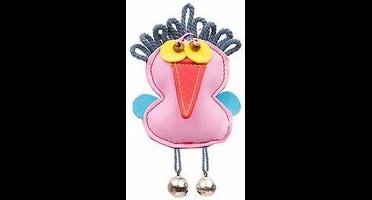 JW Cataction Raven Toy - 12 x 7 cm – Kattenspeeltje met catnip – Speelgoed voor katten met belletjes - Textiel - Roze