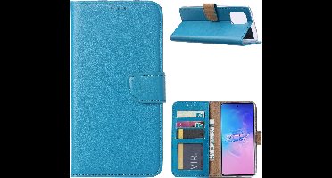 Hoesje Geschikt Voor Samsung Galaxy S10 Lite (2020) Hoesje met Pasjeshouder - Turquoise