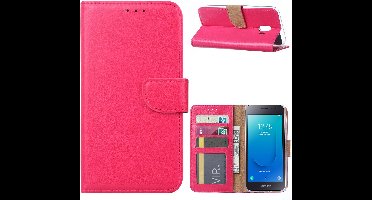 Ntech Hoesje Geschikt Voor Samsung Galaxy J2 Core Portemonnee Hoesje / Book Case - Roze/Pink