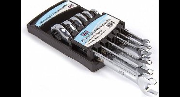 HBM 6-delige ring, ratel, steeksleutelset ENGELSE maten