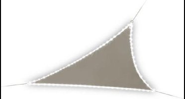 Perel Schaduwdoek met 107 leds, waterafstotend, 3.6 x 3.6 x 3.6 m, 160 g/m², IP44, zonne-energie, polyester, driehoek, taupe