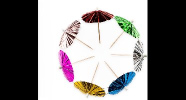 Parasol picks metallic multicolours, 10 stuks