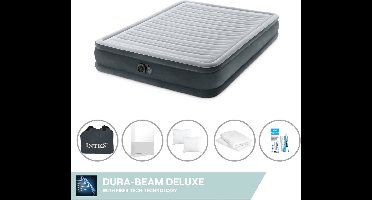 Intex Luchtbed - 2-Persoons - 152 x 203 x 33 cm - Grijs - Inclusief pomp - Hoeslaken - Kussen - Kussenbeschermer en Reparatieset