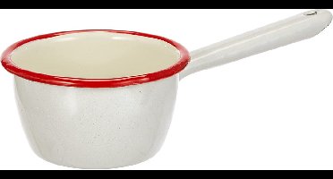 IBILI Steelpan met tuit 10 cm van geëmailleerd staal in wit/rood