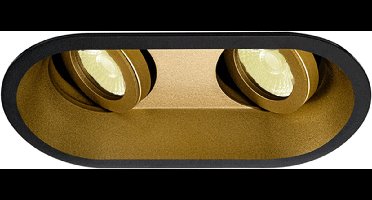 Inbouwspot Hannes met Philips HUE White - Voor binnen / woonkamer / keuken / slaapkamer - inbouwspot - Goud / Zwart - dubbele verdiepte spot - IP20 - GU10 - Buitendiameter: Dubbele spot - boorgat: Vierkante uitsparing - min. Inbouwdiepte: 90MM