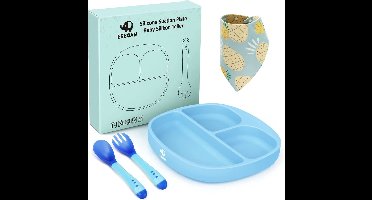 Put plates with compartments - Silicone Baby Board / Non-Slip Kids Placemat with Suction Cups - Self-Feeding Training