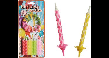 Kaarsjes - Taartkaarsjes - 24st. - Incl. 12 houders