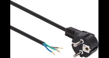 Perel Voedingskabel, H05VV-F 3G0.75, 3 m, 10 A/230 V, 2500 W, type E/F 90°, voor binnen, pvc, zwart