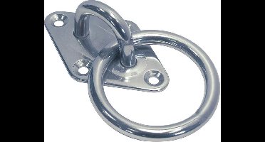 Mastplaat ruitvorm met ring 80 x 50 mm RVS-304