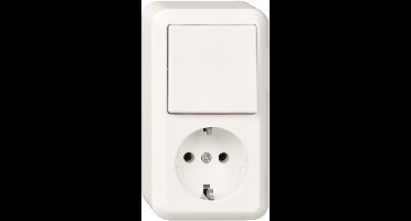 Stopcontact + Wisselschakelaar - Opbouw - Randaarde - Polarwit - Contura - Schneider Electric - 388604